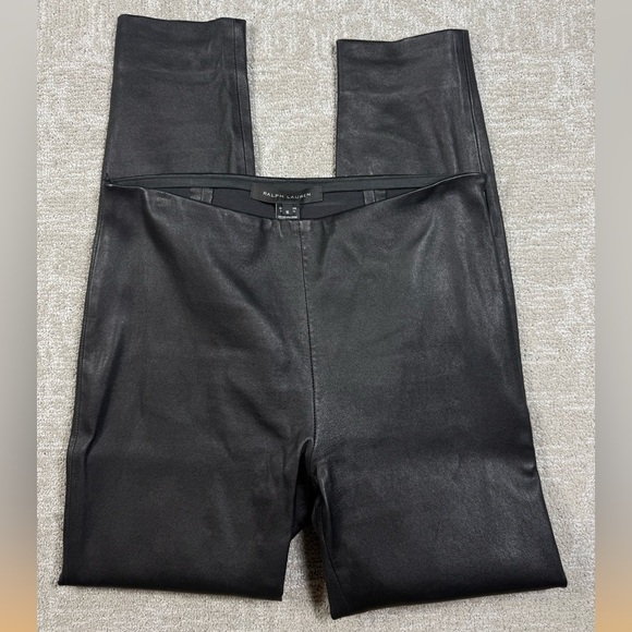 Ralph Lauren Black Label Pants - Ralph Lauren Black Label Women's Black Lamb Leather Pants W/Side Zipper Sz 10